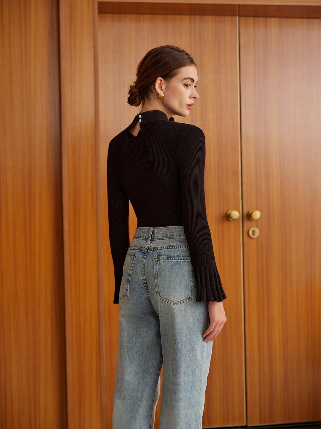 Bow Decor Bell Sleeve Knit Top  Liora Lane Boutique Knit Tops