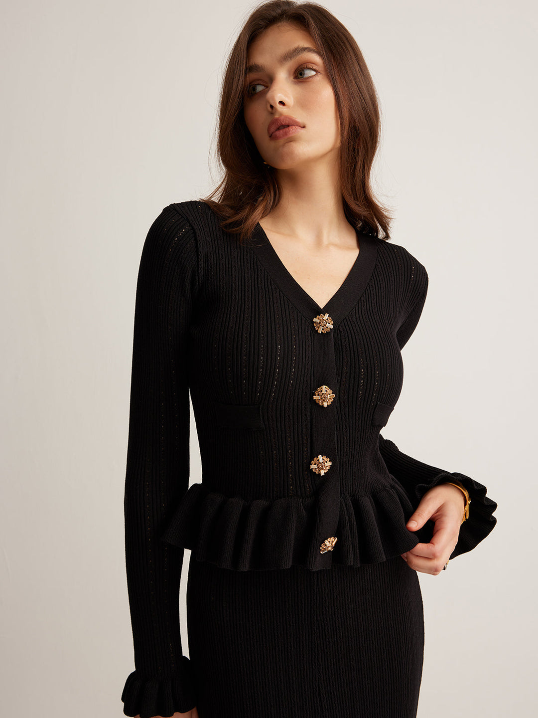 Ruffle Slim Sweater Dress  Liora Lane Boutique Sweater Dresses