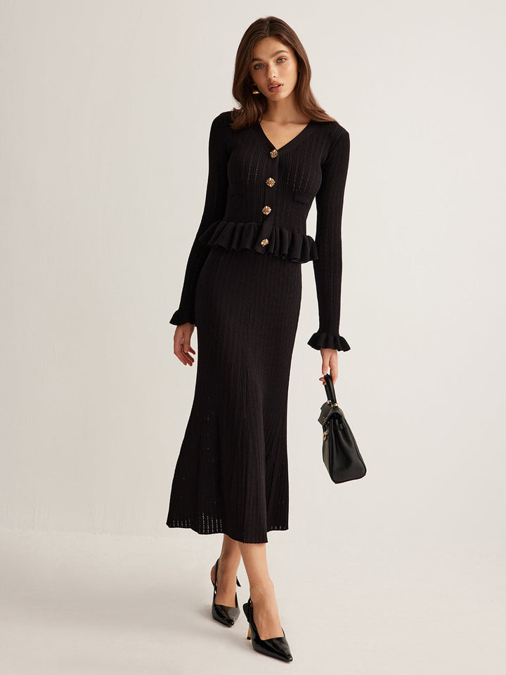 Ruffle Slim Sweater Dress  Liora Lane Boutique Sweater Dresses