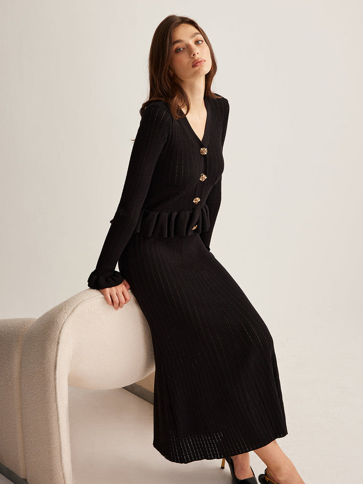 Ruffle Slim Sweater Dress  Liora Lane Boutique Sweater Dresses