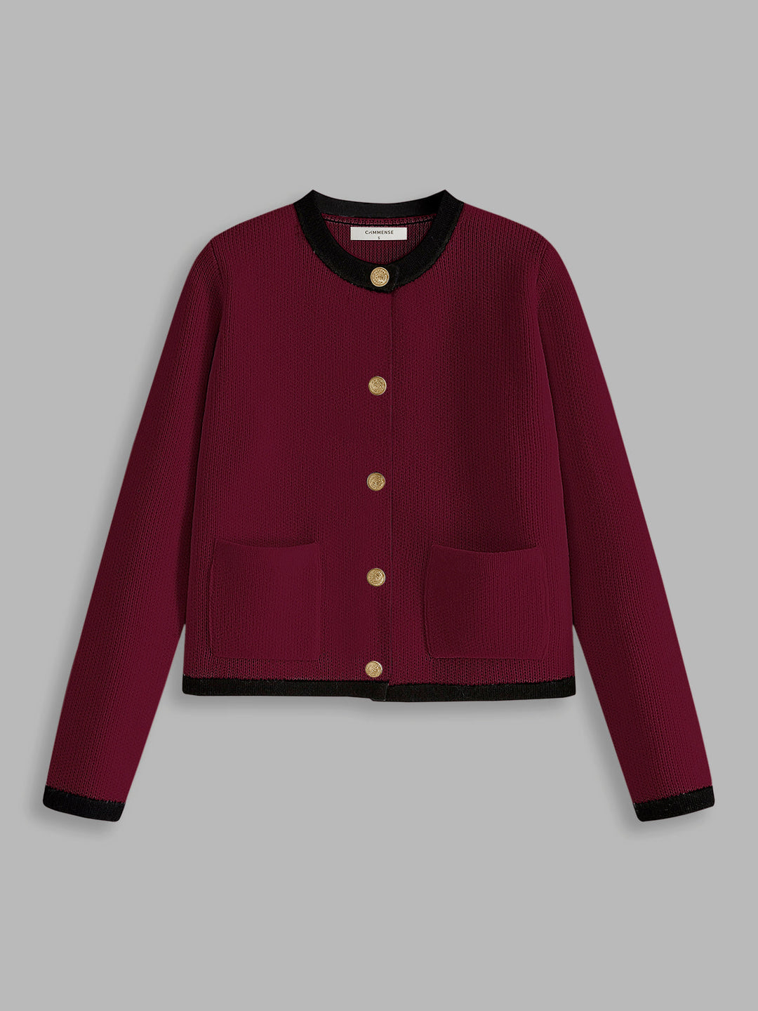 Contrast Trim Jersey Cardigan  Liora Lane Boutique Cardigans Burgundy / XL 49.00