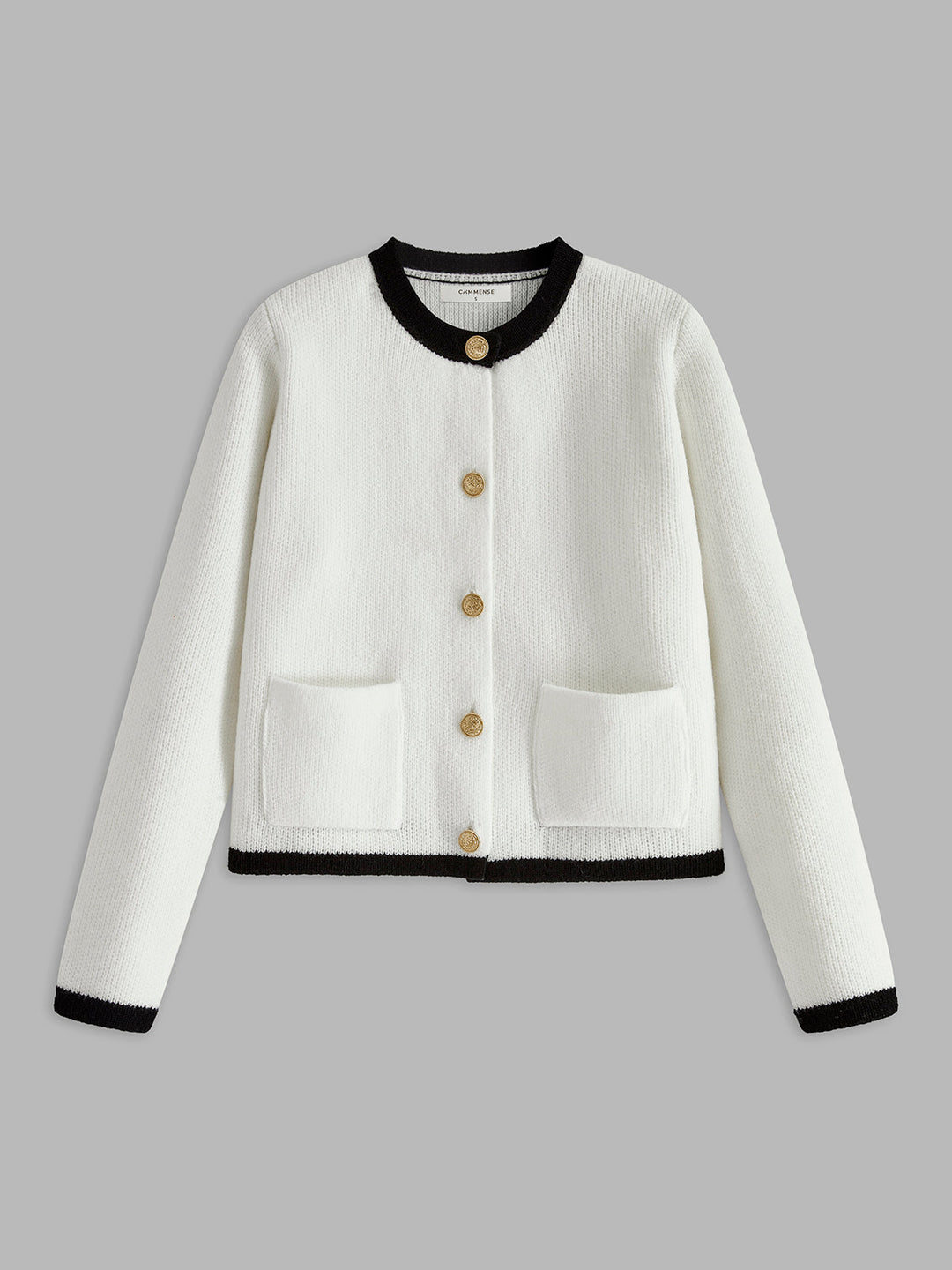 Contrast Trim Jersey Cardigan  Liora Lane Boutique Cardigans White / XL 49.00
