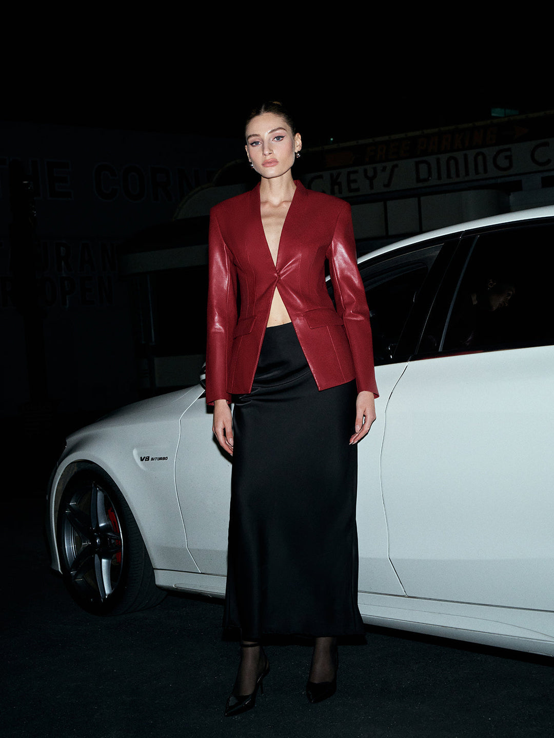 Elegant Faux Leather Button Blazer  Liora Lane Boutique Blazers