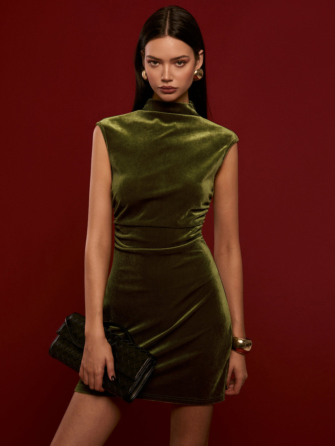 Mock Neck Sleeveless Velvet Dress  Liora Lane Boutique Dresses