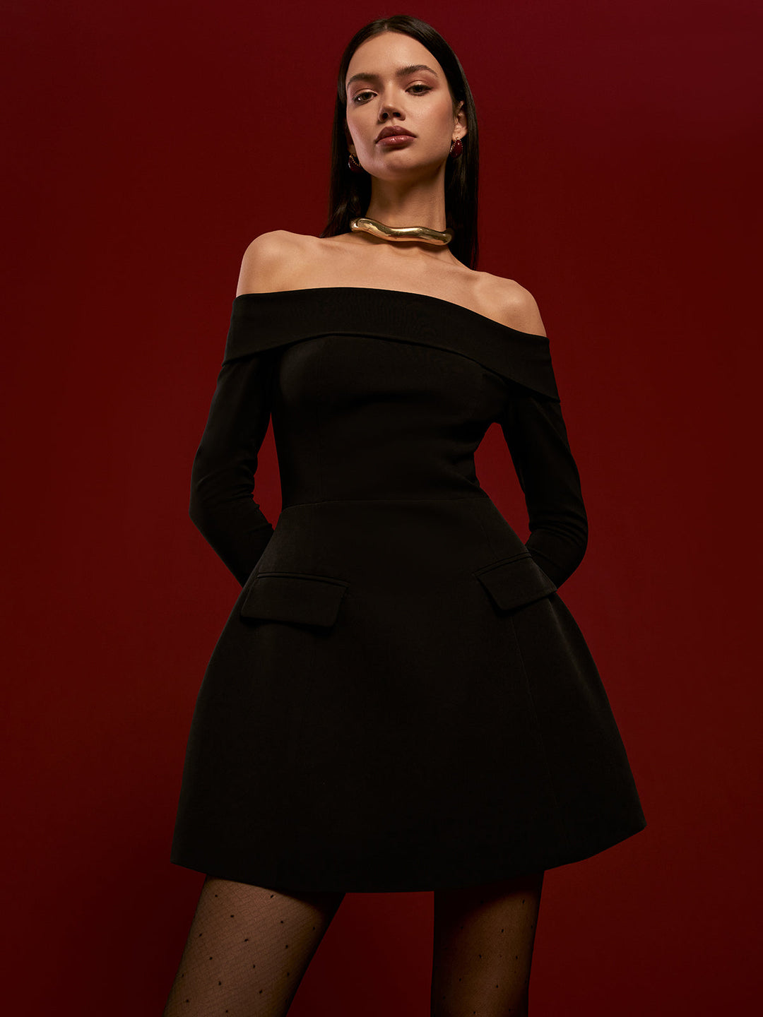 Off-Shoulder Pleated Short Dress  Liora Lane Boutique Dresses