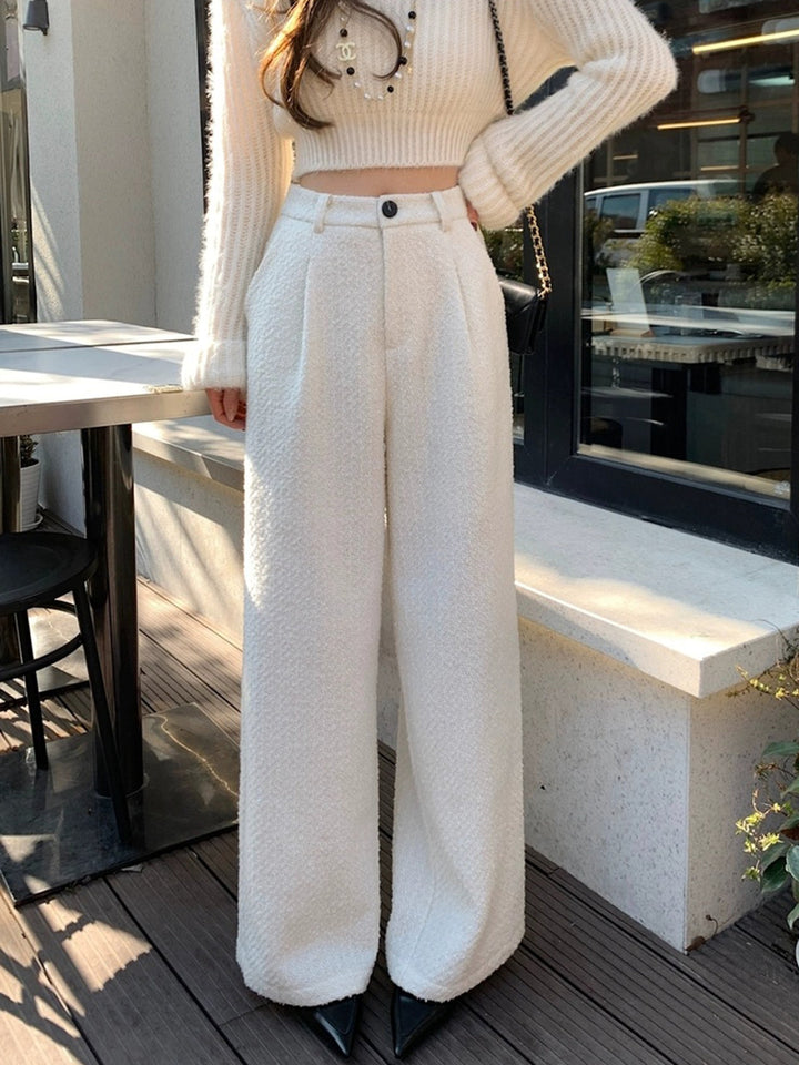 Wool-Blend Tweed Pants  Liora Lane Boutique Pants White / XL 66.00