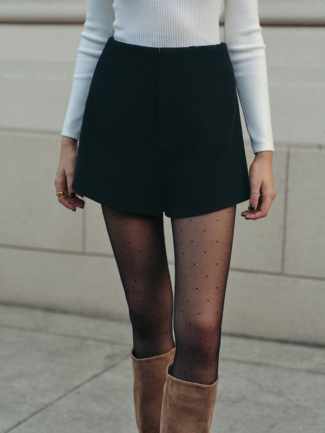 Versatile Plain Tweed Shorts  Liora Lane Boutique Shorts Black / XL 35.00