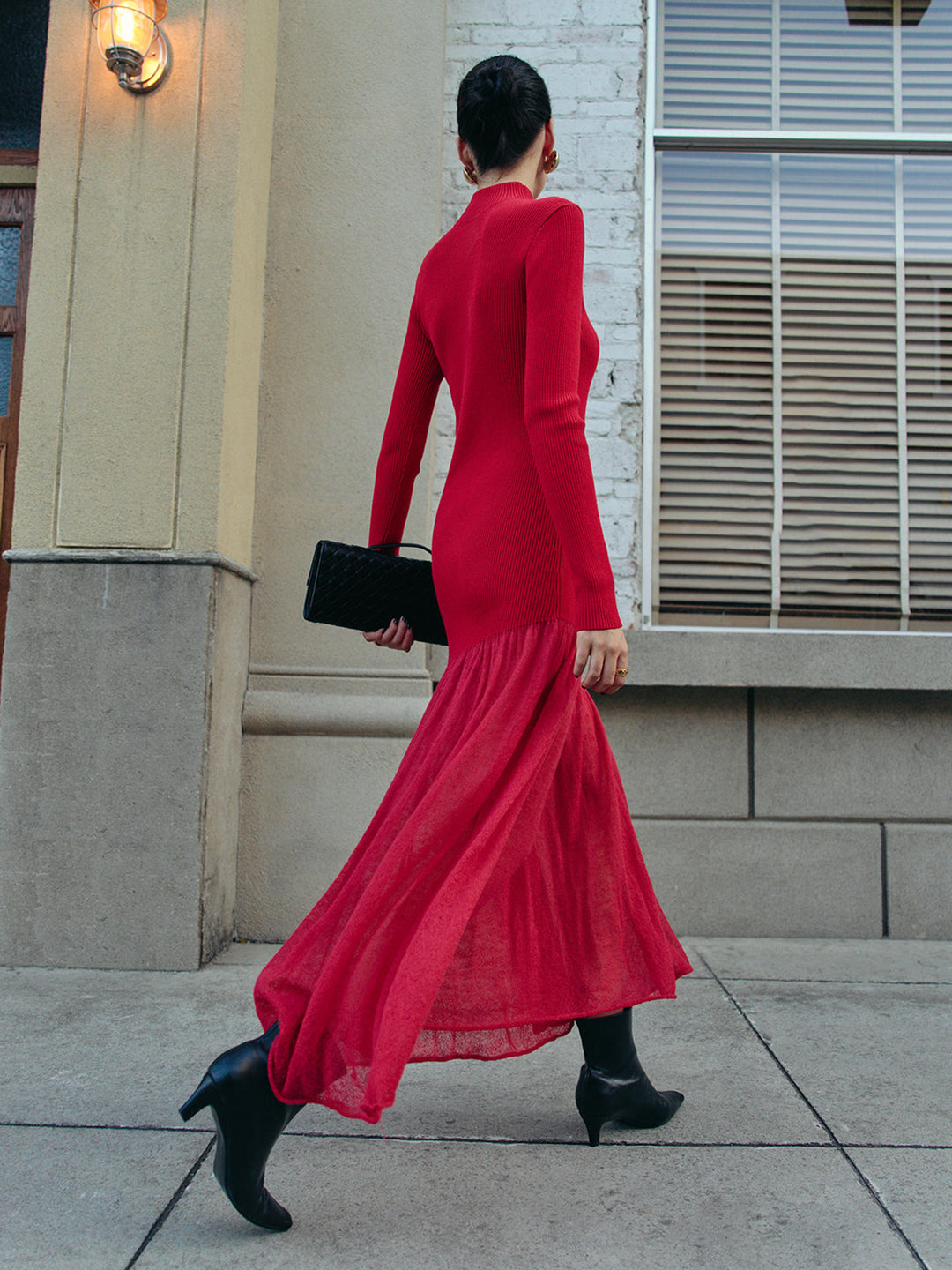Mock Neck  Pleated Panel Sweater Dress  Liora Lane Boutique Sweater Dresses