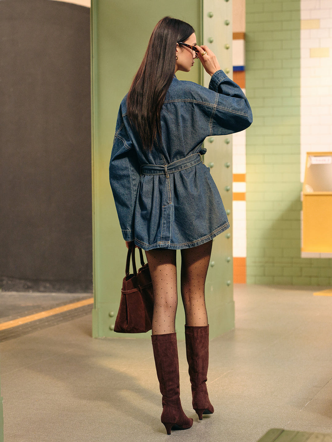 Belted Cargo Denim Polo Jacket  Liora Lane Boutique Denim Jackets & Coats
