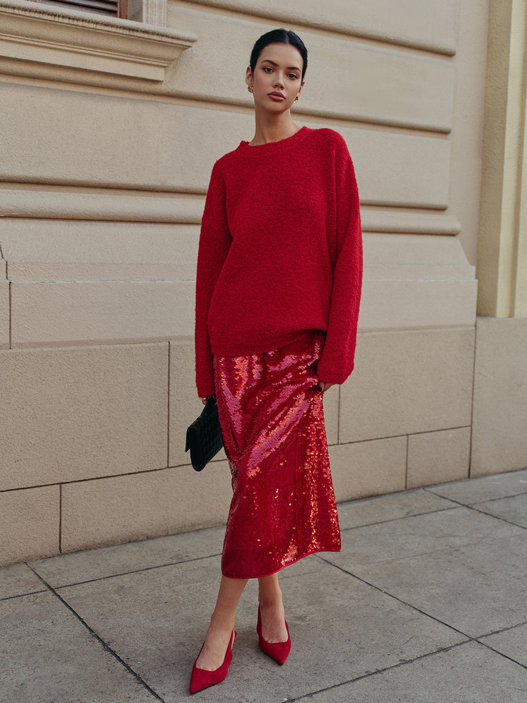 Elegant Plain Sequins Skirt  Liora Lane Boutique Skirts