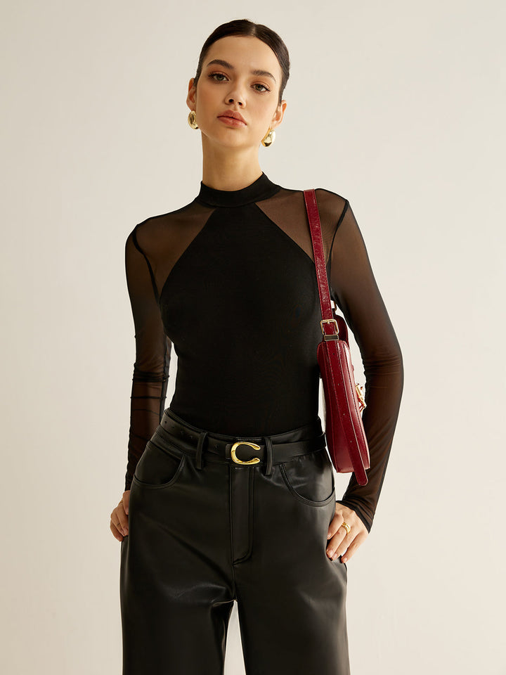 Sheer Long Sleeve Jersey Top  Liora Lane Boutique T-Shirts