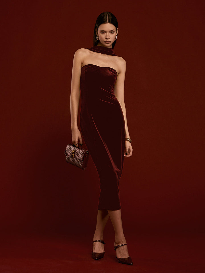 Sweetheart Backless Velvet Dress  Liora Lane Boutique Dresses Burgundy / XL 35.00
