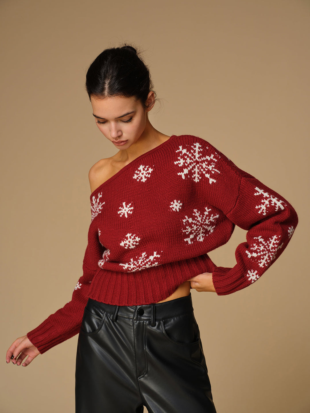Asymmetrical Snowflake Knit Top  Liora Lane Boutique Knit Tops