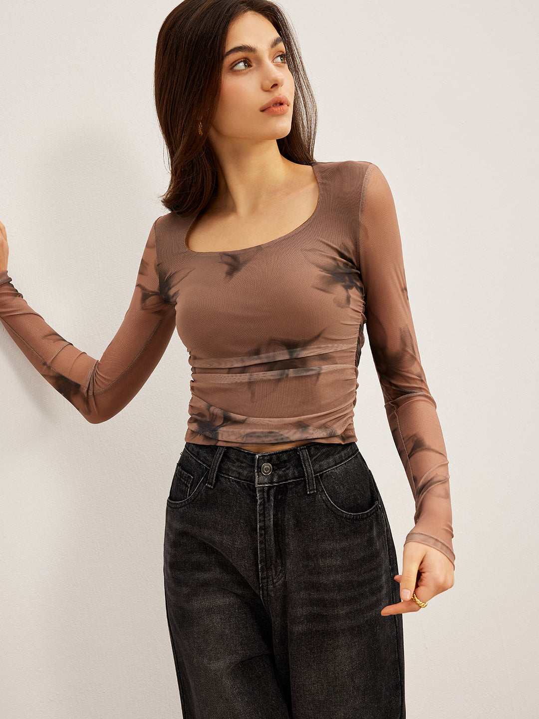 Tye Dye Floral Printed Mesh T-Shirt  Liora Lane Boutique T-Shirts