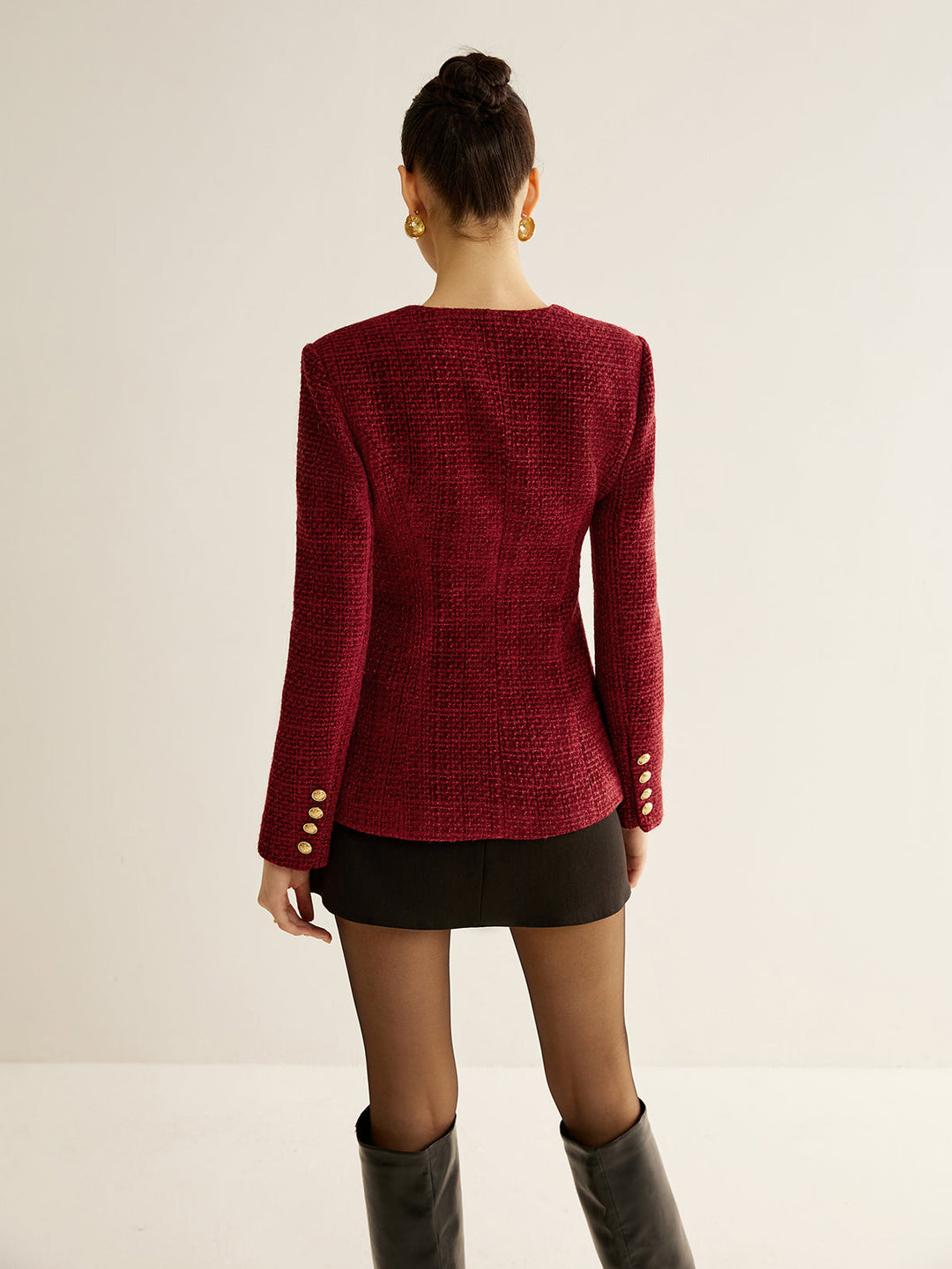 Button Down Slit Tweed Blazer  Liora Lane Boutique Blazers