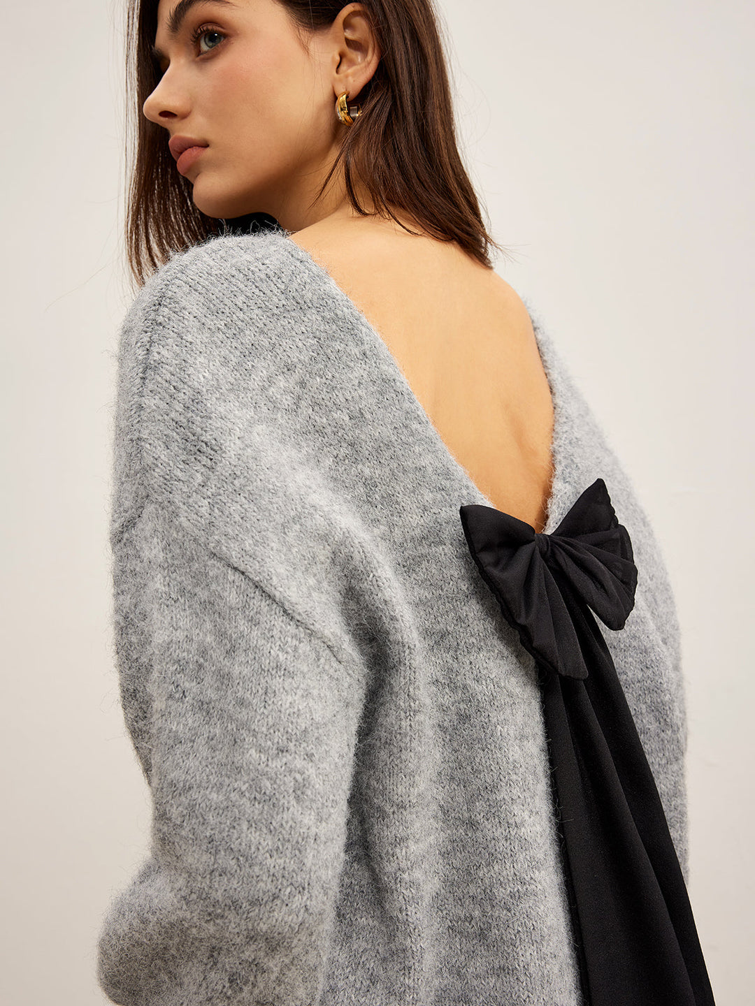 Backless Bow Shift Sweater  Liora Lane Boutique Sweaters
