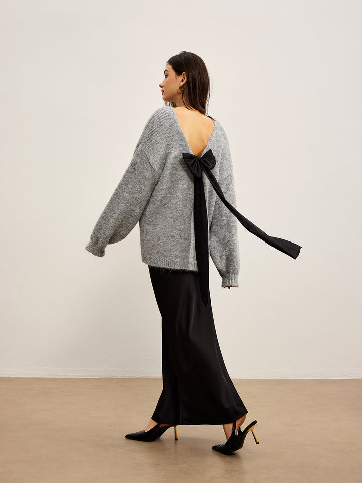 Backless Bow Shift Sweater  Liora Lane Boutique Sweaters