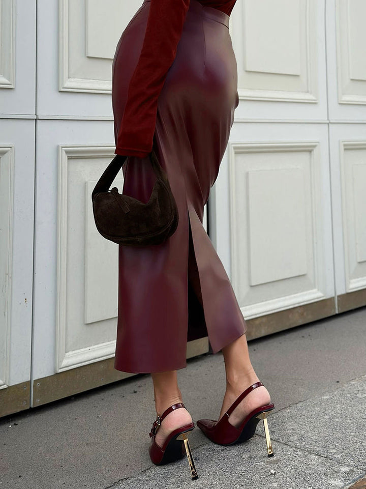PU Leather Slit Skirt  Liora Lane Boutique Skirts