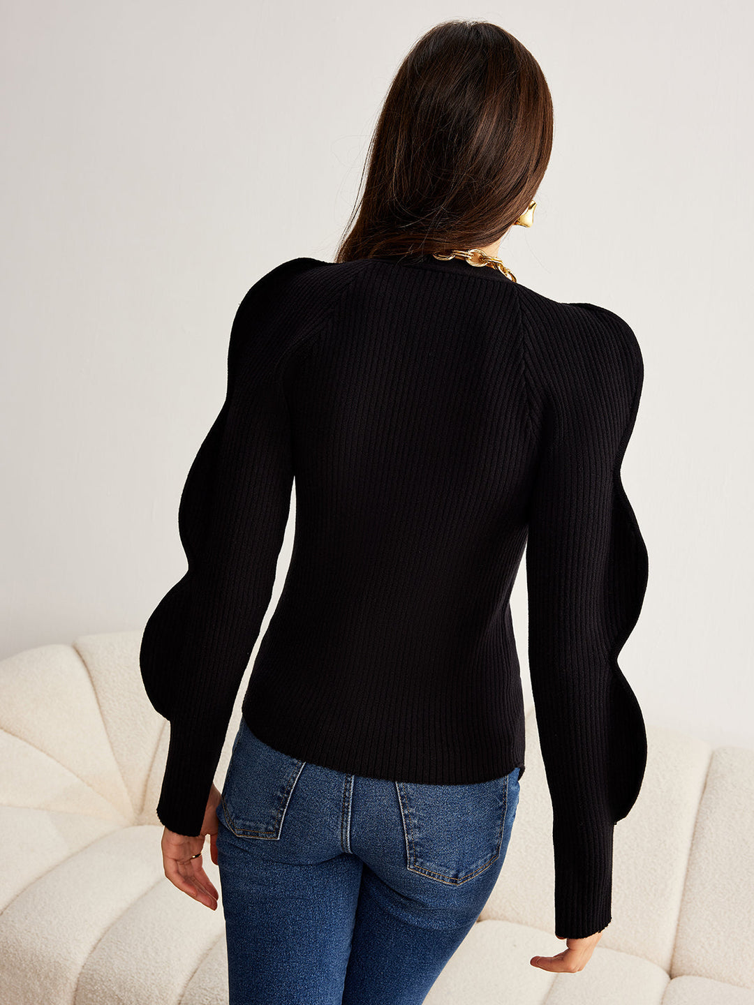 Turn Lock Wave-Sleeve Cardigan  Liora Lane Boutique Cardigans
