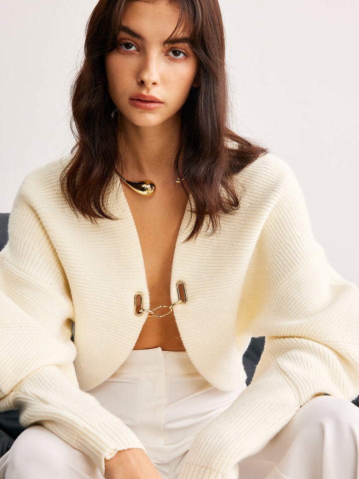 Leg-Of-Mutton Sleeve Metal Cardigan  Liora Lane Boutique Cardigans