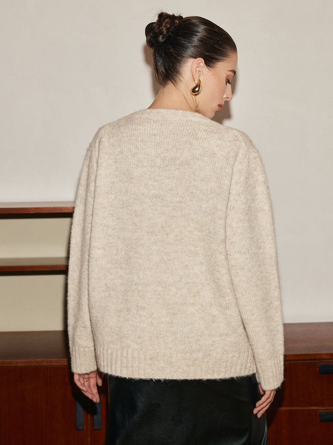 Adjustable Scarf Wool-Blend Sweater  Liora Lane Boutique Sweaters