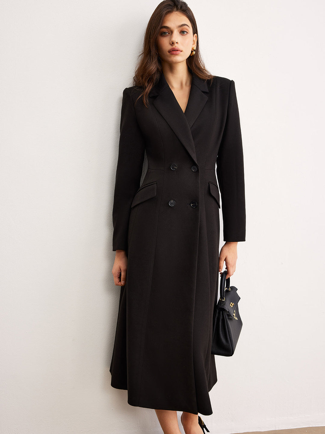 Button Lapel Long Blazer  Liora Lane Boutique Blazers Black / XL 225.00