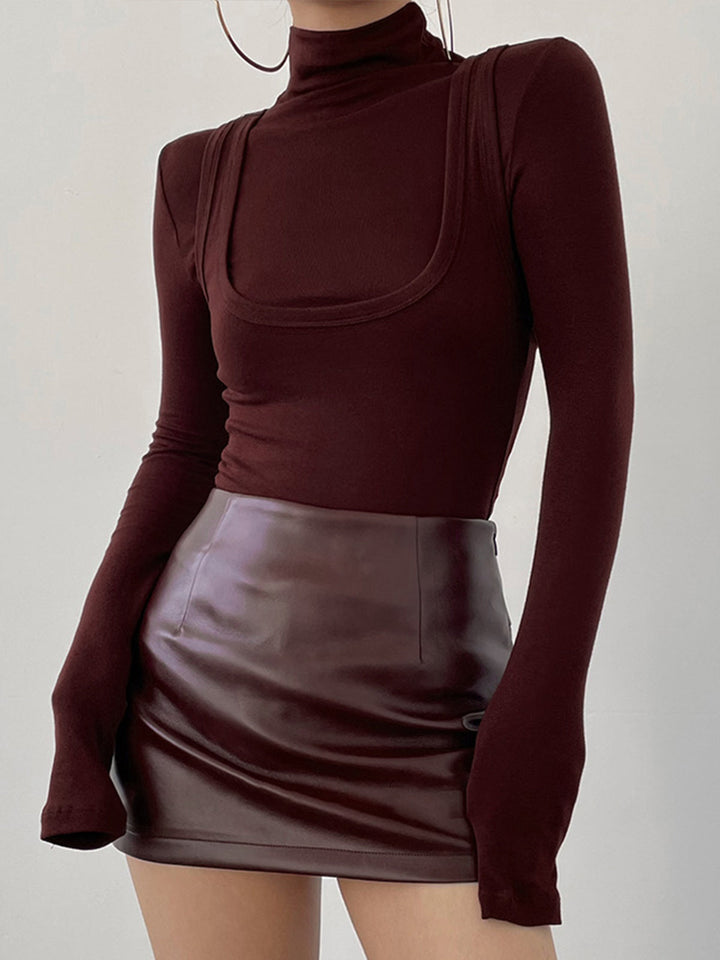 2 in 1 Mock Neck Jersey Top  Liora Lane Boutique T-Shirts
