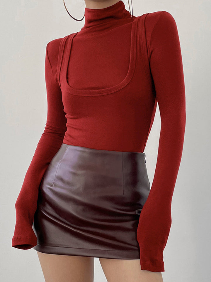 2 in 1 Mock Neck Jersey Top  Liora Lane Boutique T-Shirts