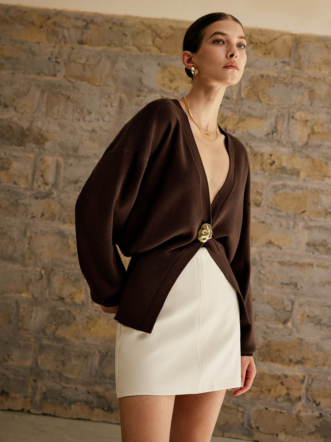 Golden Button Plain Cardigan  Liora Lane Boutique Cardigans