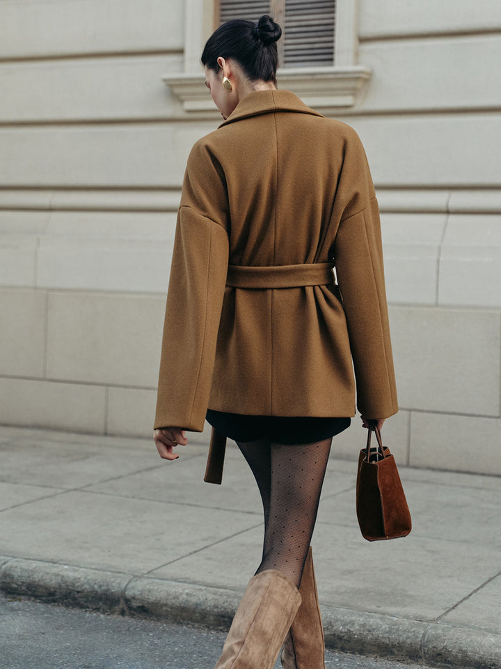 Utility Belted Tweed Coat  Liora Lane Boutique Wool Coats