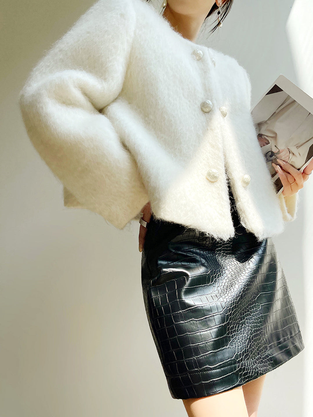 Fuzzy Button Short Wool Coat  Liora Lane Boutique Wool Coats
