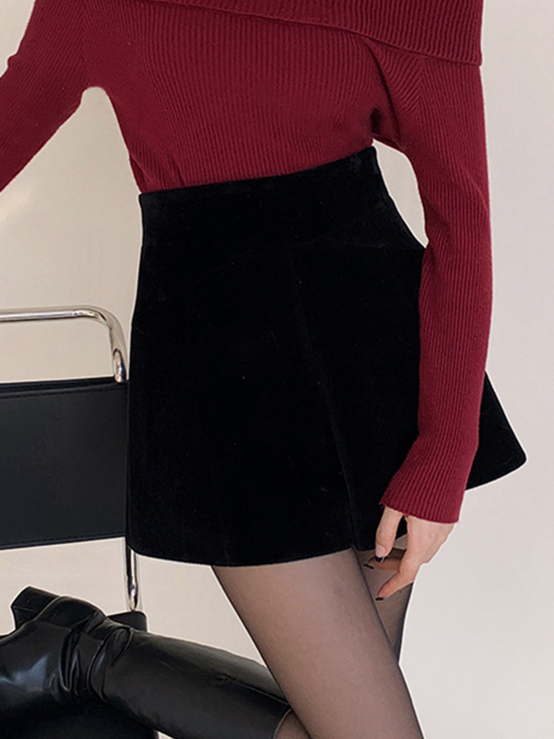Velvet Wide-Leg Shorts  Liora Lane Boutique Shorts Black / XL 32.00