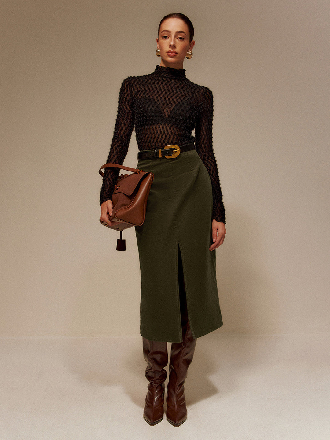 Mock Neck Semi-Sheer T-Shirt  Liora Lane Boutique T-Shirts