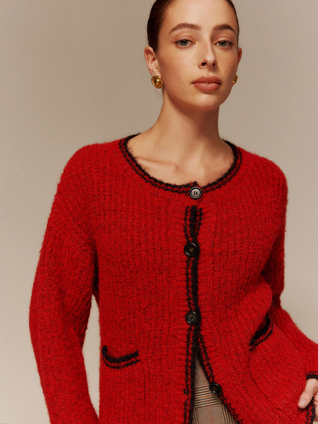 Contrast Trim Pockets Button Cardigan  Liora Lane Boutique Cardigans