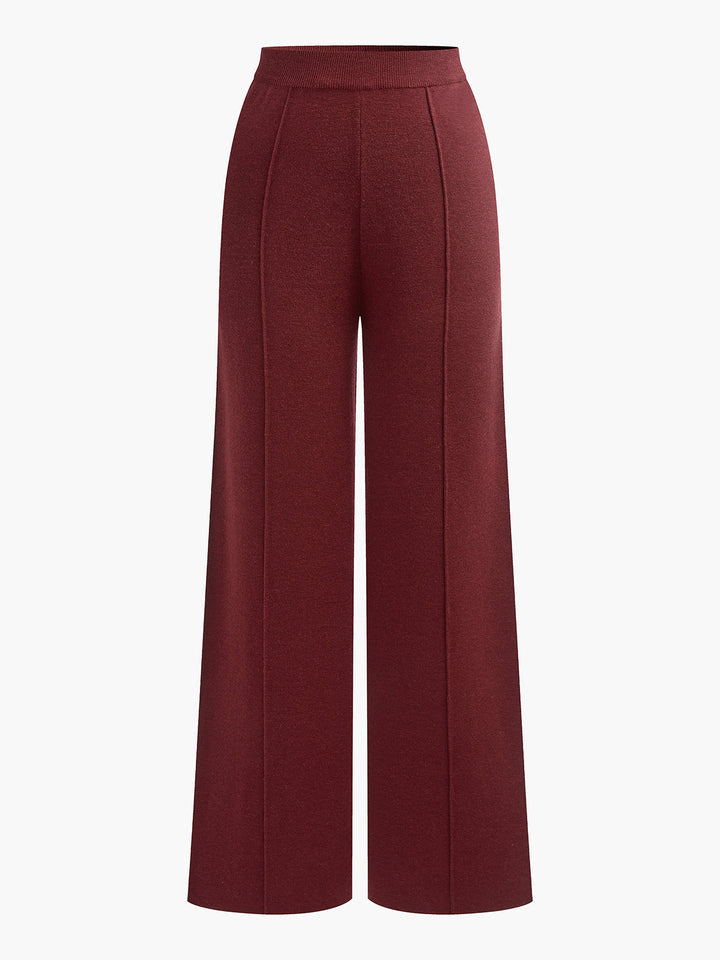 Wool-Blend Piping Pants  Liora Lane Boutique Sweater Pants Burgundy / XL 44.00
