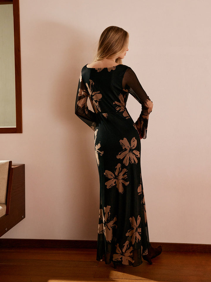 Boheme Printed Cowl Neck Floral Dress  Liora Lane Boutique Floral Dresses