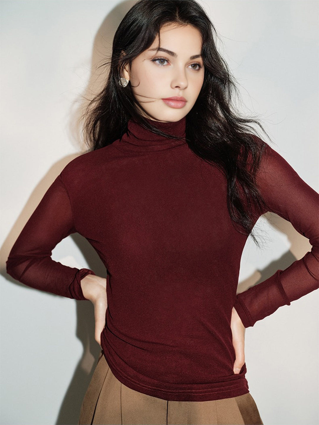 Minimalist Mock Neck Jersey Top  Liora Lane Boutique T-Shirts