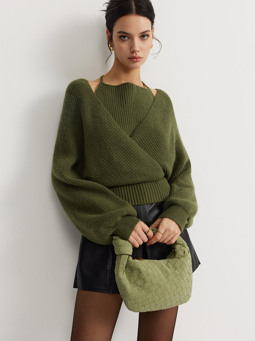 2 in 1 Bat Sleeve Halter Knit Top  Liora Lane Boutique Knit Tops