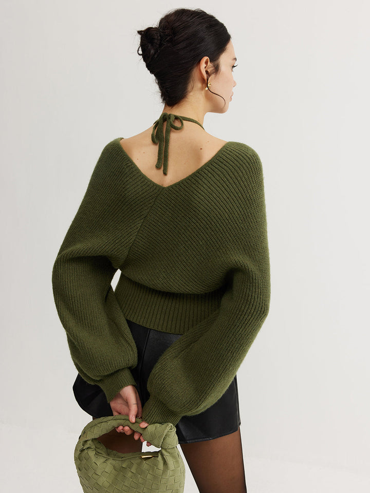 2 in 1 Bat Sleeve Halter Knit Top  Liora Lane Boutique Knit Tops