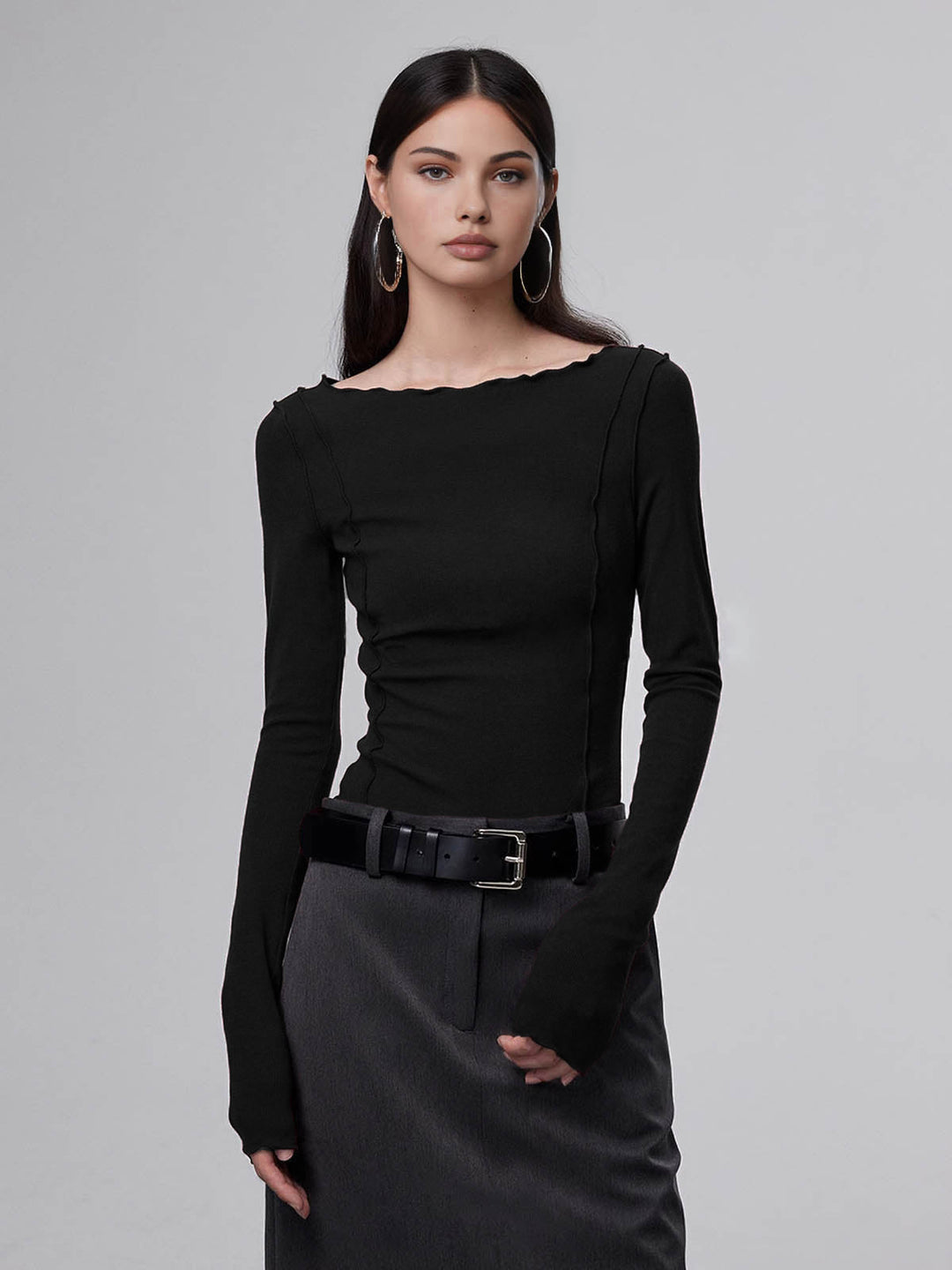 Lettuce Trim Slim T-Shirt  Liora Lane Boutique T-Shirts Black / XL 22.00