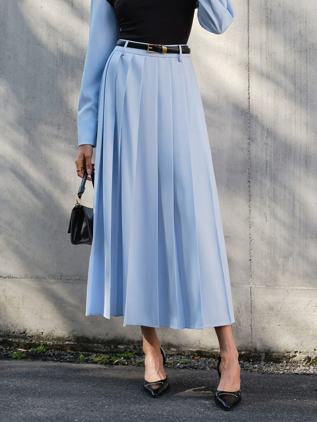 Minimalist Pleated Skirt Without Belt  Liora Lane Boutique Skirts