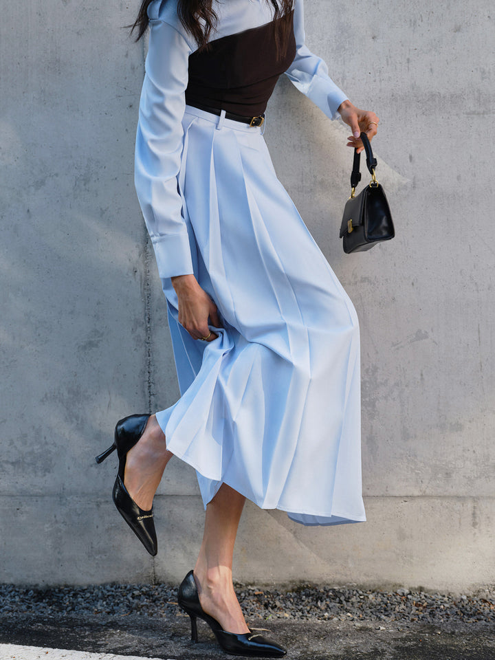Minimalist Pleated Skirt Without Belt  Liora Lane Boutique Skirts