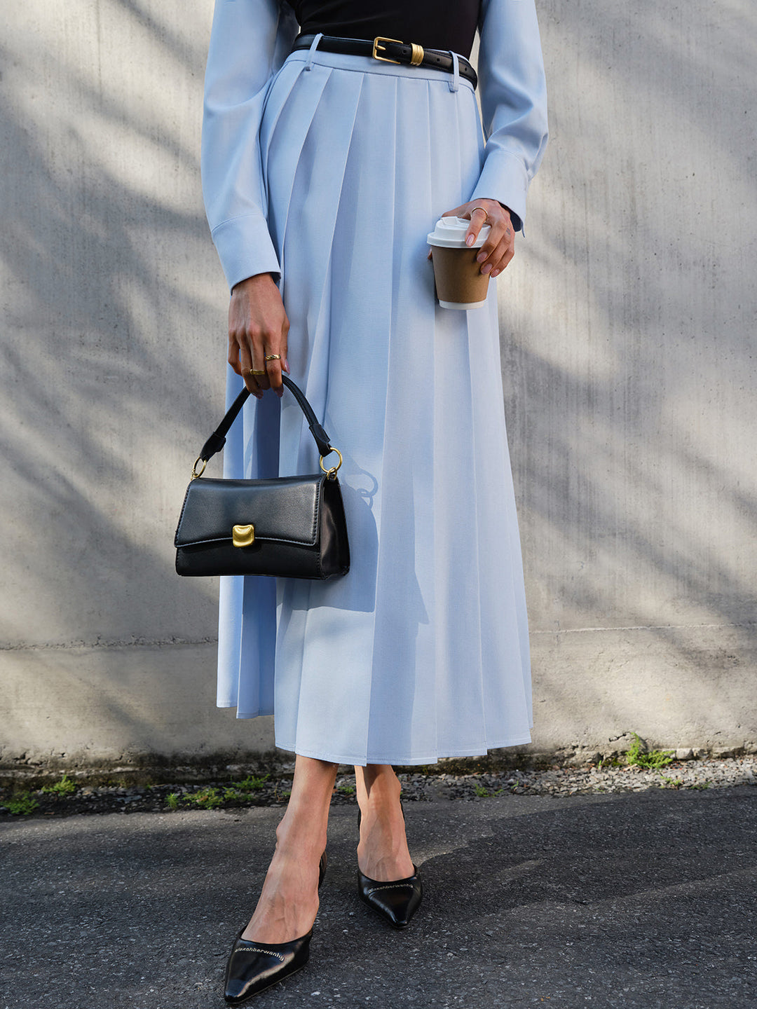 Minimalist Pleated Skirt Without Belt  Liora Lane Boutique Skirts