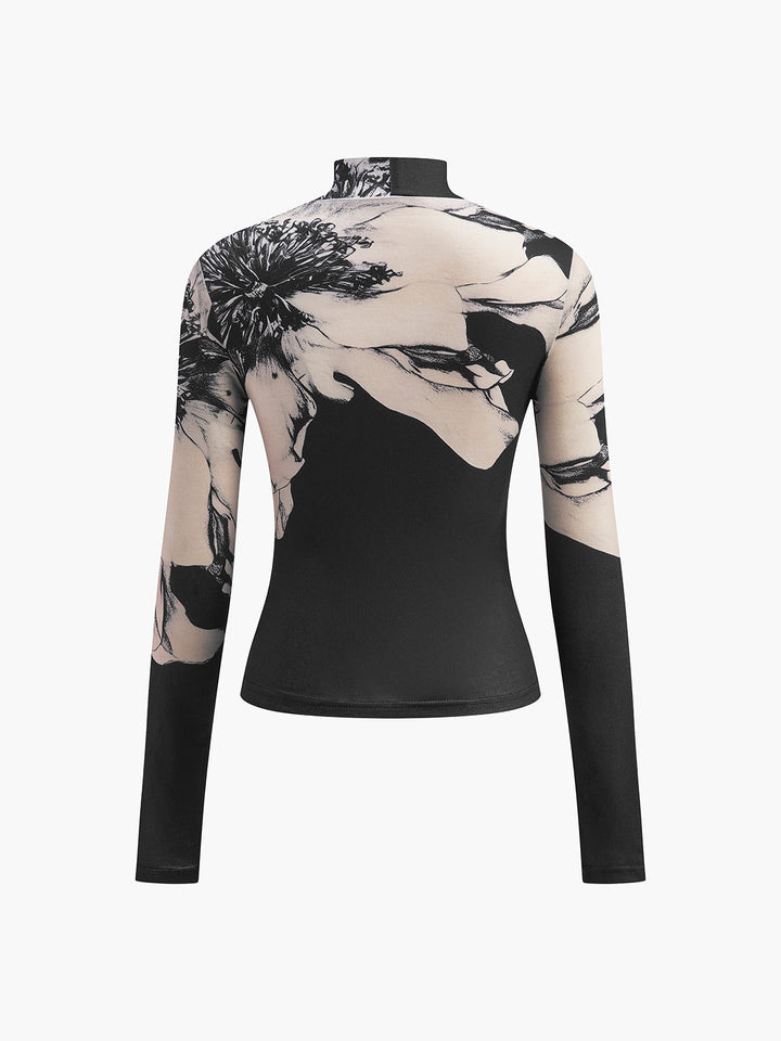 Mock-Neck Tye Dye Printed Shirt  Liora Lane Boutique T-Shirts