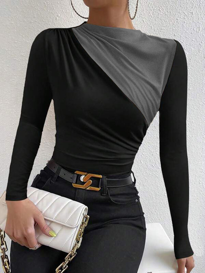 Color Block Long Sleeve T-Shirt  Liora Lane Boutique T-Shirts Grey / XL 28.00