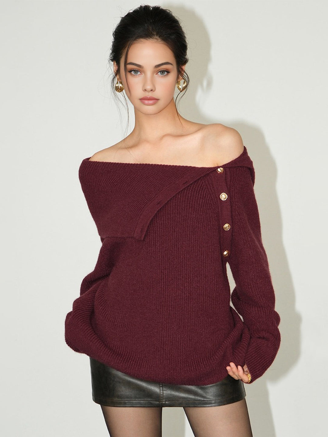 Asymmetrical Off-Shoulder Sweater  Liora Lane Boutique Sweaters