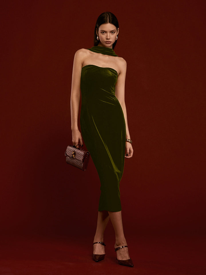 Sweetheart Backless Velvet Dress  Liora Lane Boutique Dresses Green / XL 35.00