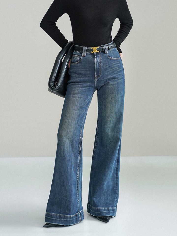 Mid-Waist Bootcut Denim Jeans Without Belt  Liora Lane Boutique Jeans Blue / XL 65.00