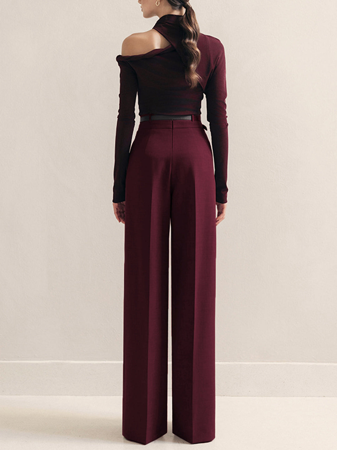 Metal-Belt Pleated High-Waist Pants  Liora Lane Boutique Pants