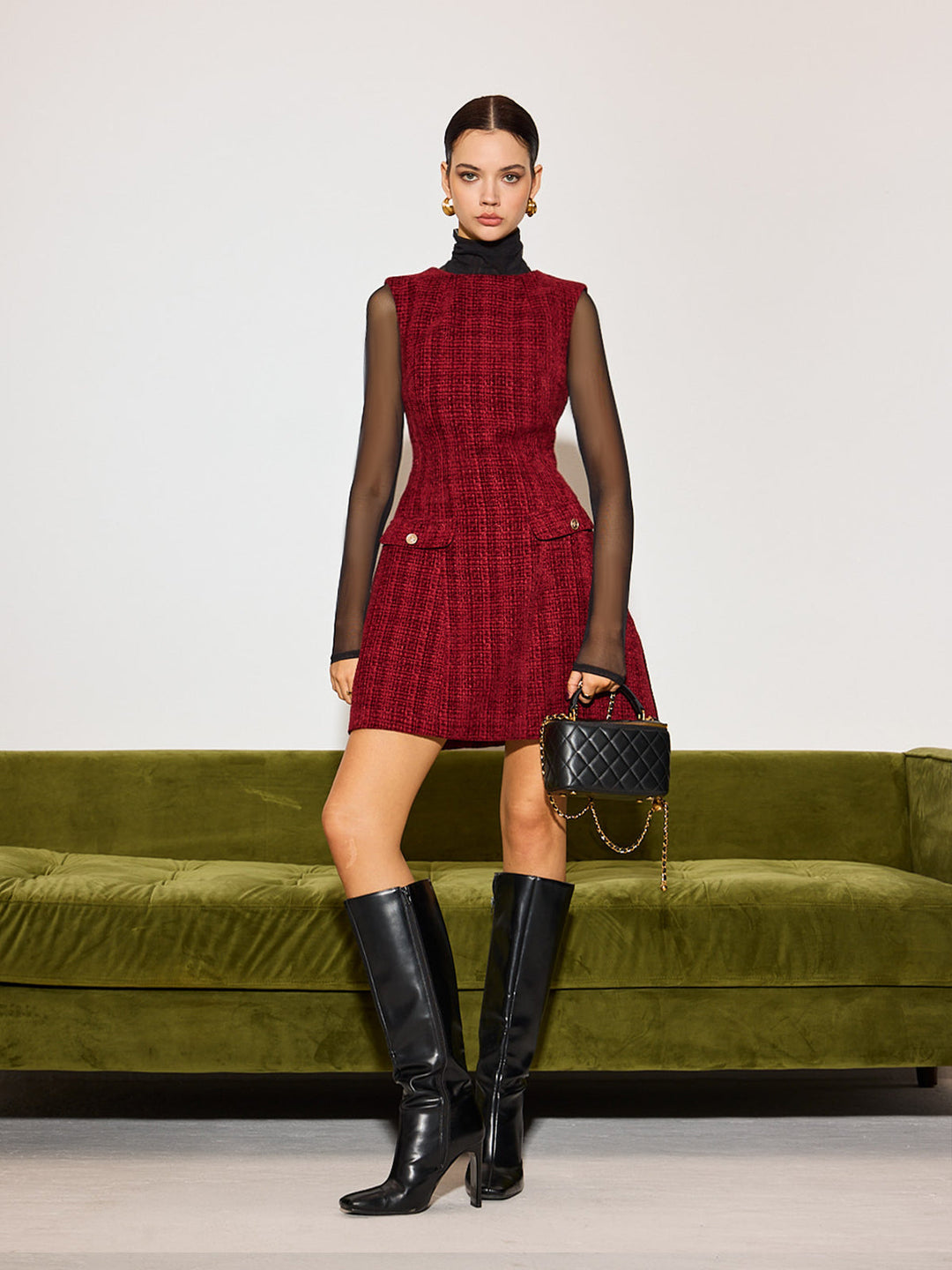 Minimalist Tweed Tank Short Dress  Liora Lane Boutique Dresses